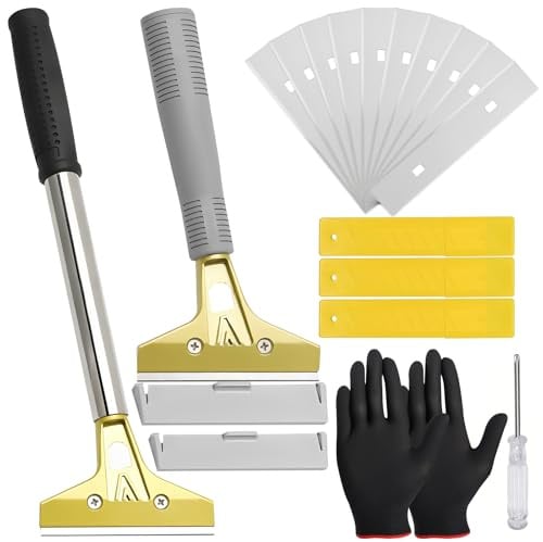 Seconero 2 Pièces Grattoir Vitre, 21cm 30 cm Grattoir Plancha avec 30 Lames en Acier Au Carbone 100mm, Grattoir Peinture pour Carrelage, Papier Peint, Colle, Miroir, La Table de Cuisson
