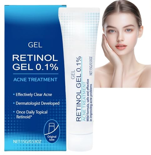 15g Retinol Gel 0.1%,Retinol Acne Treatment Gel&Spot Treatment,Acne Scar Treatm/ent Cream, Pimple Cream for Face,Ac/ne Scar Removal,Skin Soothing&Hydrating, Anti-Blemish, Lightweight Formula for Face