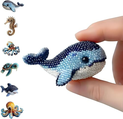 Aodejoy Octopus Bead Embroidery Kit,Oktopus Perlenstickset,5D Stickset mit Meerestieren,DIY-Stickzubehör zum Thema Ozean mit Anleitung,als Geschenk für Bastelfreunde und Heimdeko (Wal)