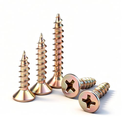 BACSHBY 20 Pcs M4x16mm Wood Screws,Flat Head Self Tapping Screws Cross Countersunk Zinc Galvanized Fasteners Screw for Wood,Furniture,DIY Models Fixing