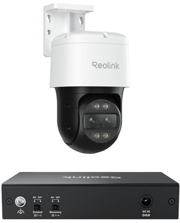 Reolink 4K PTZ Security Cameras System, IP Outdoor Cameras, Trackmix PoE with 6X Hybrid Zoom, Auto Tracking, Human/Vehicle/Pet Detection Bundle 1x PoE Switch 4+1 Ports Gigabit
