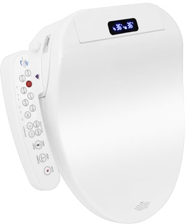 YU YUSING Smart Toilettensitz WC Bidet mit Düse Absenkautomatik, V-Form | Intelligenter Elektrischer Dusch WC Sitz, Toilettendeckel, LED Display, Nachtlicht,Warmwasser,Waschfunktion, Klobrille, Weiß