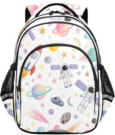 siphylline Zaino sportivo per ragazzi ragazze libro borsa bambini casual giorno pack cartone animato viola spazio uomo palnet, Cartone animato Viola Spazio Uomo Palnet, Medium