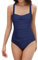 SHEKINI Bikini Femme Body Guide Push up Maillots de Bain Femme 1 Pièce Monokini Rembourré Beachwear Ruché Effet Ventre Plat Halter Réglable Sport Bikini de Plage (XXL, Bleu foncé)