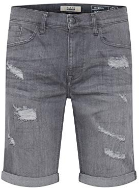 Blend BHDeniz Herren Jeans Shorts Kurze Denim Hose mit Destroyed-Optik und Stretch, Größe:M, Farbe:Denim Grey (76205)