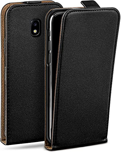 moex Flip Case für Samsung Galaxy J5 (2017) Hülle klappbar mit 360 Grad Schutz, Handyhülle mit Displayschutz, PU Leder Handytasche Lederhülle, Flip Case Cover Klapphülle, Schwarz