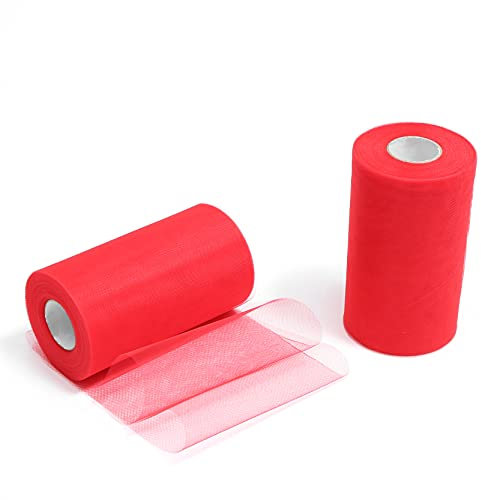 ZADAWERK® Tüll - 15 cm x 45 m - Rot - 1 Rolle - Tisch-Deko - Hochzeit - Weihnachts-Tüll - Geschenk - Schleife - Schleier - Tutu - DIY Tüllrolle - Netzstoff