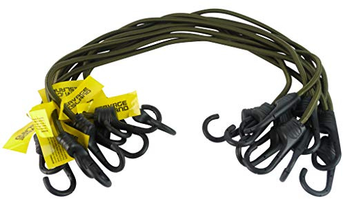 Savage Island 10 pack Heavy Duty Elastic Military Plastic Coated Hooks Bungee Cords