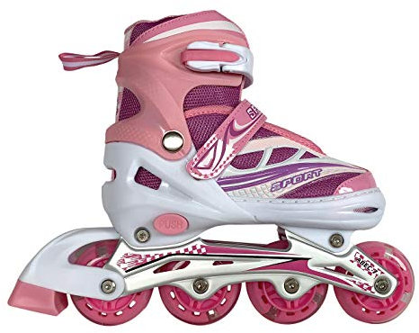 Tante Tina Inliner für Kinder - Kinder Inliner verstellbar mit leuchtenden Rollen - Kinderinliner Rollschuhe größenverstellbar in 4 Größen - Pink M (33-37