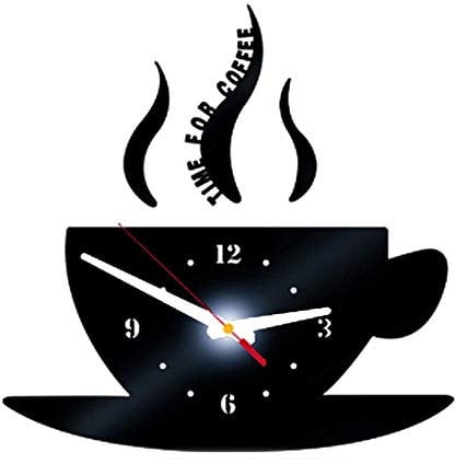 3D DIY Coffee Time Clock Acrylic Wall Clock Modern for Kitchen Home Decor Cup Shape Wall Sticker Hollow Numeral Clock 325Z