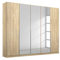 Rauch Möbel Alabama Schrank Kleiderschrank Drehtürenschrank Eiche Sonoma mit Spiegel, Holz, 5-türig inklusive Zubehörpaket Classic 3 Kleiderstangen, 9 Einlegeböden BxHxT 226x229x54 cm
