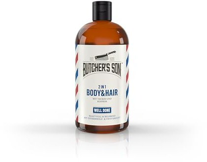 Butcher's Son 2 in 1 Body & Hair Well Done, Taurin und Koffein vitalisieren die Kopfhaut, mit Zedernholz Duft, 420ml