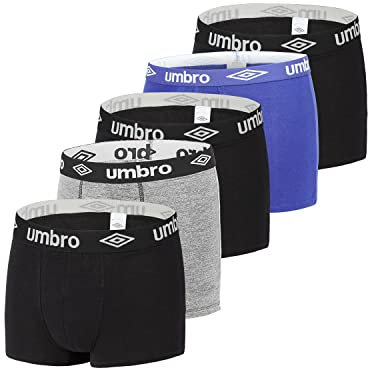 UMBRO Boxer Boxer 100% Cotone, Mutande Uomo, Naturale e Antiirritazione, set di 5, Taglie XXL