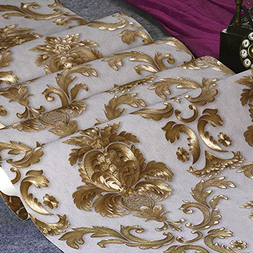 Wxlsl European Style Damask 3D Embossed Wallpaper Living Room Bedroom Tv Background Vinyl Wallpaper Rolls 3D Floral