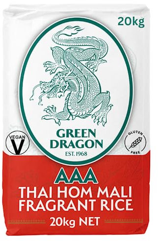 Green Dragon Thai Fragrant Jasmine Rice 20KG Thai Hom Mali AAA Premium Rice White Rice Chinese Ingredients Chinese Asian Cooking 20KG