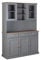 Inter Link – Vitrinenschrank – Buffet-Schrank – Esszimmerschrank – Geschirrschrank - Laudhausstil – Massivholz FSC – 5 Türen – 3 Schubladen – Luzerna 6.1 - Grau/Sepia