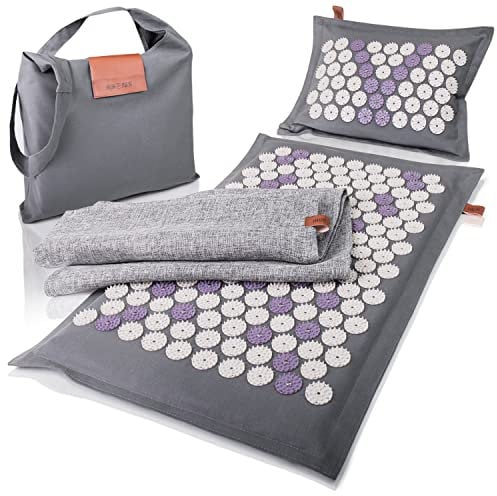 High Pulse® Eco Akupressur Set inkl. Tasche + Poster – Akupressurmatte & Kissen mit Magneten aus natürlichen Naturfasern stimuliert die Blutzirkulation und löst Schmerzen sowie Verspannungen