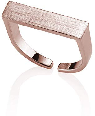 namana Einfacher Steg-Ring für Frauen, offener Roségold ring mit gebürstetem Finish, verstellbarer Damenring, mattes Finish rosévergoldet, Roségold Ring für Damen,