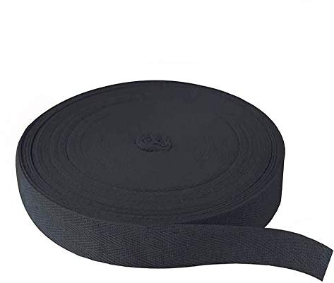 Nahtband Baumwolle,45 Meter Baumwollband Natur Baumwoll Gurtband Köperband Schrägband für Heimwerker, Handwerk, Nähen, Stricken, Geschenkverpackungen, Schwarz 2,5cm