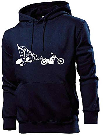 Generisch Shirt84.de Motorcycle Chopper Exhaust Music Men's Hoodie Sweatshirt - Blue - Medium