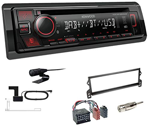 Kenwood KDC-BT450DAB 1-DIN DAB Autoradio Bluetooth CD USB AUX Einbauset passend für MINI Mini, Mini Cabriolet 2000-2002 schwarz
