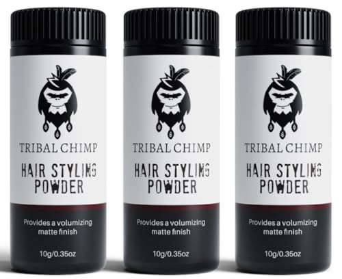 Tribal Chimp Hair Styling Powder, All-day Invisible Hold Hair Volumizer and Texture Powder for Men and Women, Styling Powder with Matte Finish - 3-Piece Set, 10g