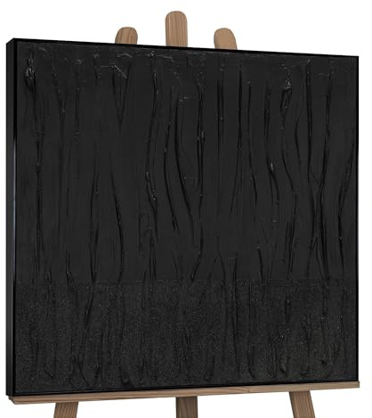YS-Art Abstrakt Acrylbild schwarzer Samt handgemalt gemalt Bild quadratisch