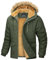MAGCOMSEN Herren Wintermantel Parka Warme Outdoorjacke Fleece Winddicht Kapuzenjacke Herren Gefüttert Arbeitsjacke Verdickt Übergangsjacke Wandern Trekkingjacke mit Multi Taschen Armeegrün S