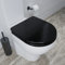Croydex Iseo Flexi-Fix D Shaped Soft Close Toilet Seat - Quick Release Button for Easy Cleaning and Adjustable Hinges with Top & Bottom Fixings Included, Antibacterial Wooden Toilet Seat (Black)