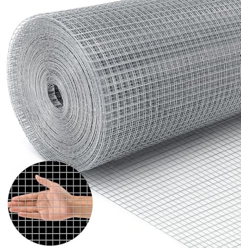 Land guard 19 Gauge Hardware Cloth, 1/2 inch 48inch×100ft Chicken Wire Fence, Galvanized Welded Cage Wire Mesh Roll Supports Poultry Netting Cage Fence………