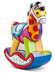 Egan Schaukelpferd Mini, Keramik, mehrfarbig - by Romero Britto (11 x 15 cm)