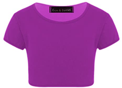 Gum & Berries Bambini Ragazze Neon Fluorescente Pianura Manica Corta Crop Magliette E Camicette T-Shirt Tee Top Abbigliamento da Ballo Ginnastica Travestimento Viola 5-6 Anni