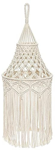 Tiamu Lampenschirm Boho, Makramee Lampenschirm Hängelampe Korb, Deckenlampe Lampion, Deckenlampe Lampenschirms, Handgefertigter Laternen Lampenschirms für Wohnzimmer, Schlafzimmer