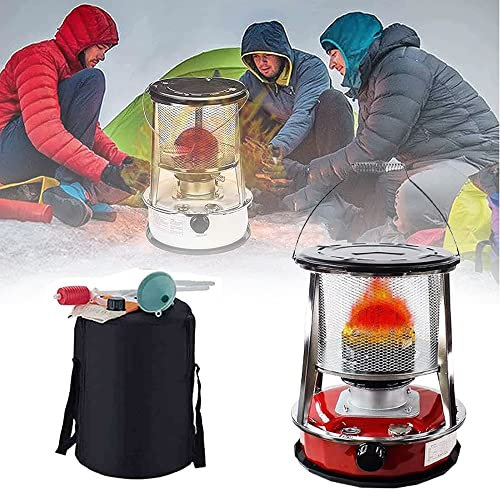 vikitim Chauffage Mobile À Pétrole Poêle À Pétrole, Poêle À Pétrole 4.6L/6L Efficace Poele A Petrole Camping avec Sac De Rangement Et Accessoires pour Chauffage Et Cuisson De Camping Red