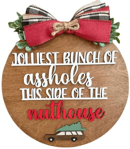 National Lampoon's Christmas Vacation Holzkranz – 30,5 cm, Party Supplies Lustiges Haustürschild Weihnachtsdekoration (B)