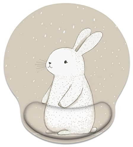 Ergonomic Mouse Pad with Wrist Support Cute Rabbit Easter Non-Slip Rubber Base Mousepad for Home Office Gaming Working Computers Laptop Easy Typing & Pain Relief