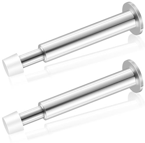 KOLAKO Door Stops, Wall Mount Door Stopper, 112mm Long Doorstops for Skirtings, Modern Door Holders with Rubber Bumper Tip, Wall Protector (2 Pack)