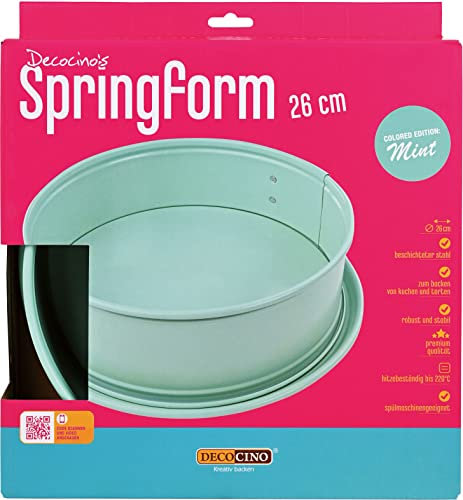 DECOCINO Springform Ø 26 cm - Mint Edition - hochwertige Backform mit Antihaftbeschichtung, zum Backen von Kuchen, Torten uvm. - spülmaschinengeeignet