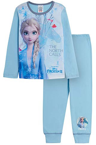 Disney Set Pigiama in 2 Pezzi per Ragazze Frozen II 'The North Calls', Blu, età 5-6 Anni