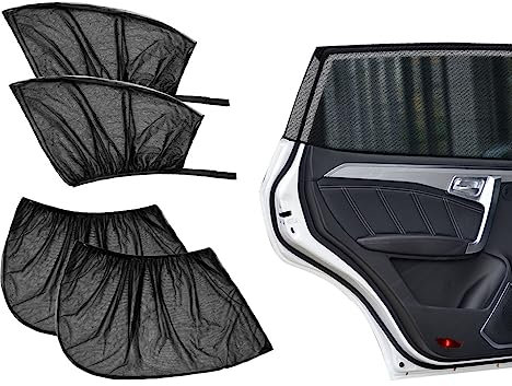 Kellegour 4 Piezas Parasol de Coche,Parasoles Ventana de Coche,Parasol Coche Infantil Lateral,Cortina Mosquitera para Coche,Auto Lado Vaso Sombra Cortinas,para contra Rayos UV Privacidad Protección
