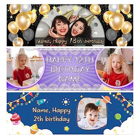 Personalisie Banner, Banner Selbst Gestalten, Personalisiertes banner Foto, Angepasst Ihr Eigenes Foto/Logo/Design/Text, Innen und Außendekorationsbanner an - Geburtstagsfeier, Festivalveranstaltung