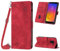 Mo-Beauty Hülle mit Samsung Galaxy J6 2018/J600, PU Leder Flip Crossbody Handyhülle, verstellbare abnehmbare Halskette [Ständer] [Kartenfach] [Magnet] Schutzhülle für Samsung J6 2018 - Rot
