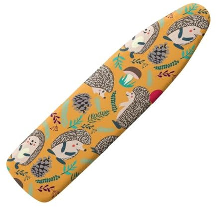 COEQINE Yellow Hedgehog Print Table Top Ironing Board Cover Mushroom Cute Print Elastic Hook Non Slip for Home Stain Resistant