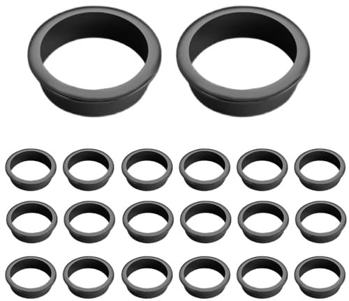 20Pcs Desk Cable Grommets 50mm Wire Hole Cover Round Plastic Grommet Cable Hole Cover for Home Office Table Wire Organizers (Black)