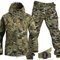 UIHECTA Taktischer Uniformanzug, Taktische Jacke Und Hose, Softshelljacke FüR Herren, MilitäRische Tarn Jagdbekleidung, Wasserdicht, Leicht, Draussen, Mit GüRtel,005,Size: L