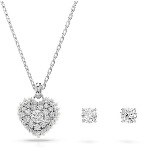 Swarovski Idyllia Set, Rhodinierte Halskette und Ohrringe mit Strahlenden Swarovski Kristallen