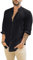 Friptspyg Linen Shirts Mens Long Sleeve Button Down Beach Causal Shirts for Men Adult, Black XL