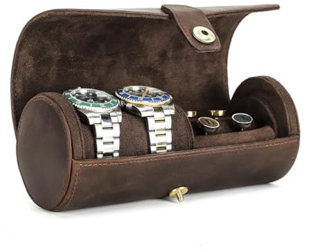 Contacts Uhrenetui aus echtem Leder, Manschettenknopf-Box mit Pad, Krawattenetui, Reise-Multifunktions-Schmuckzubehör, Organizer, Aufbewahrungsrolle
