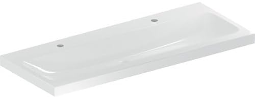 Lavabo Geberit iCon Light, 120 cm x 48 cm, con 2 orificios para grifería, sin rebosadero,501837, Color: Blanco