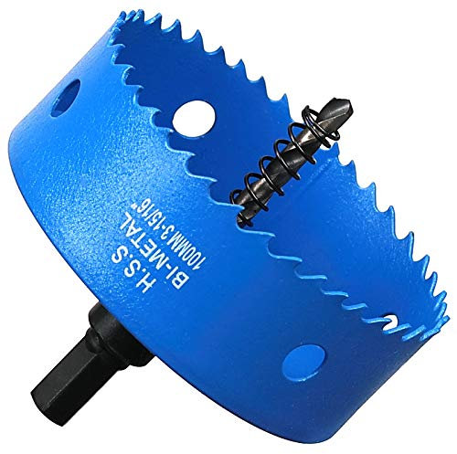 Scie Cloche Bi-métal 100mm, M42 HSS Bimétallique Scie Trèpan avec Foret de Centrage pour Robuste Perceuse à Percer pour Fer, Aluminium, Bois, Cloison Sèche, Tuyau, Panneau de Fibres de Bois, Bleu